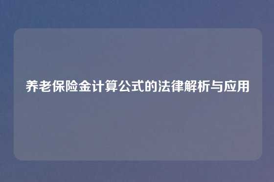 养老保险金计算公式的法律解析与应用