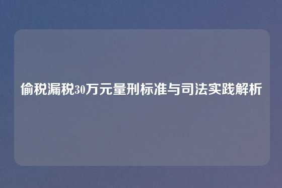 偷税漏税30万元量刑标准与司法实践解析