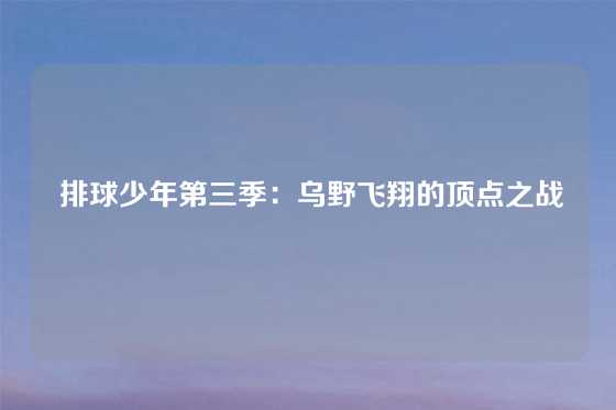 排球少年第三季:乌野飞翔的顶点之战
