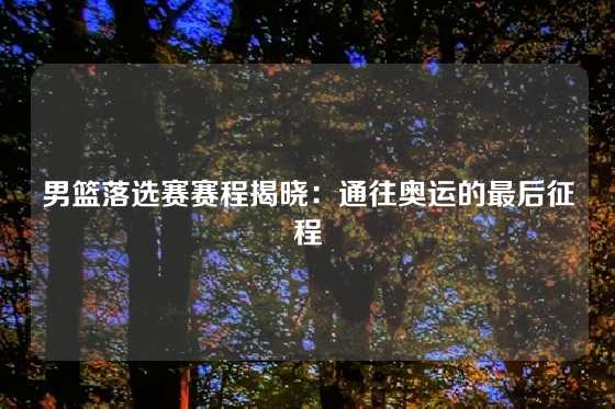 男篮落选赛赛程揭晓：通往奥运的最后征程
